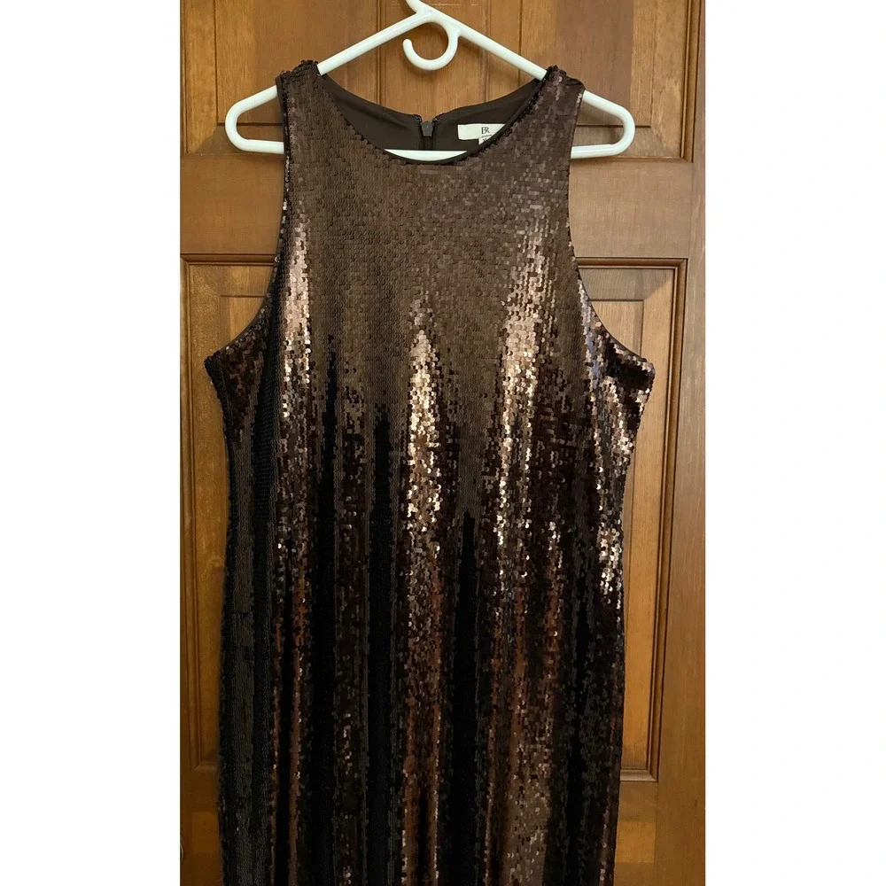 Banana Republic Sequined Evening Gown Dress Womens XL (16-18) Brown Wedding Prom